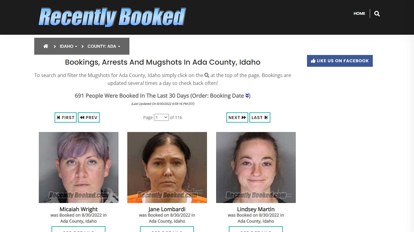 Recent bookings, Arrests, Mugshots in Ada County, Idaho - Recently Booked