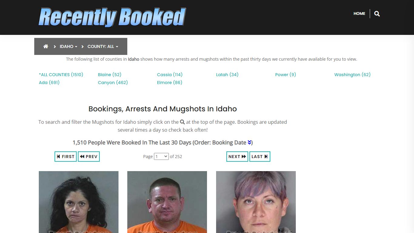 Recent bookings, Arrests, Mugshots in Idaho - Recently Booked